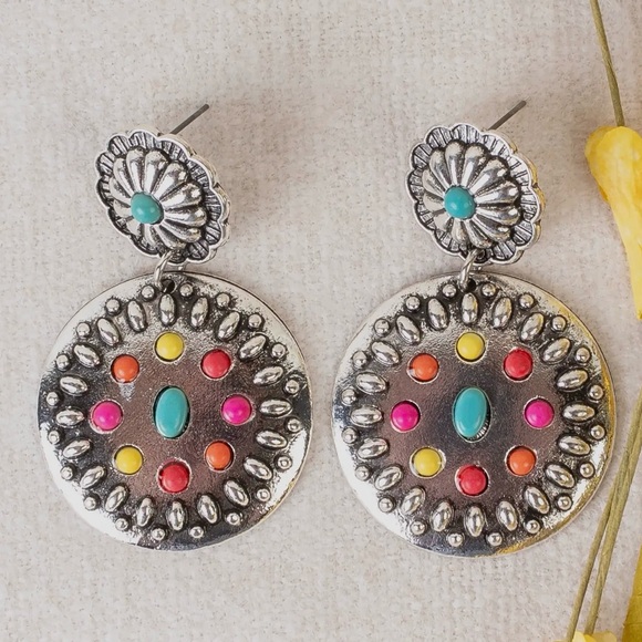 Jewelry - Colorful Silver-Tone Earrings
